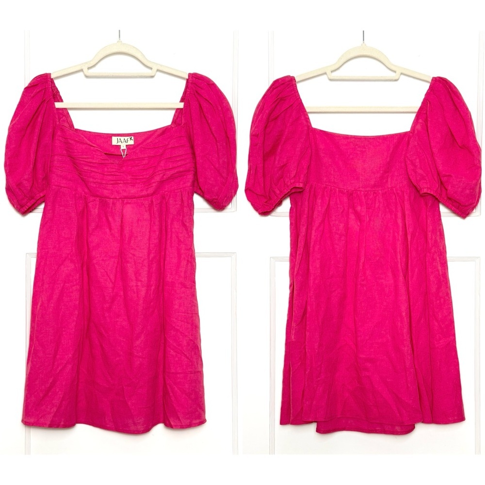 Wolf & Badger Linen & Cotton Sweetheart Neck Short Sleeve Y2k Babydoll Dress S — image 5 of 8
